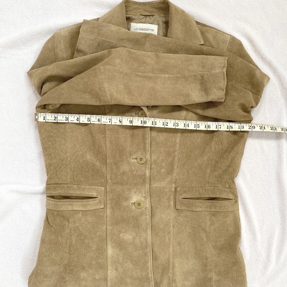 Liz Claiborne Tan Suede Leather Blazer Jacket, Size M - Picture 5 of 9